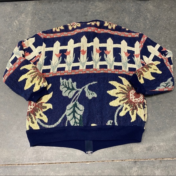 Vintage 80s 90s Maxson Tapestri full zip jacket floral garden boho OS - Picture 6 of 9
